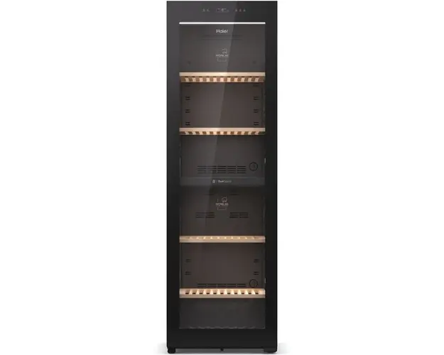 Racitor de vinuri Haier HWS236GDGU1, 236 sticle, Clasa G, WiFi, LED, Dual zone, Usa reversibila, H 190 cm, Negru