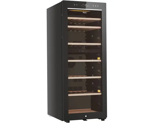 Racitor de vinuri HAIER HWS77GDAU1, 77 sticle, conectivitate WiFi, clasa G, LED, dual zone, usa reversibila, H 127 cm, negru