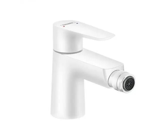 Baterie bideu monocomanda cu ventil pop-up, alb mat, Hansgrohe Talis E