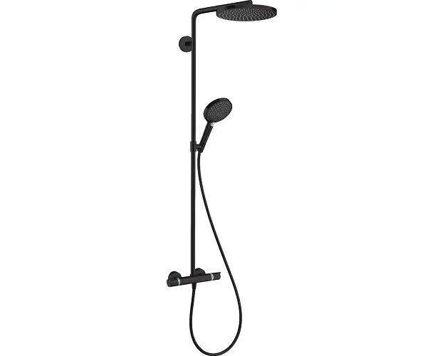 Sistem de dus cu baterie termostatata, negru mat, Hansgrohe Raindance Select S 240