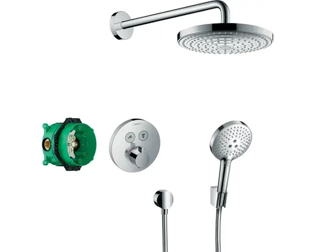 Sistem de dus incastrat cu suport si baterie termostatata, crom, Hansgrohe Raindance Select S