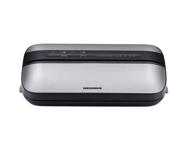 Aparat de vidat Heinner HAV-EDC120SS, vidare umeda/ uscata, functie de marinare, panou de comanda tactil, furtun pentru vidarea caserolelor, cutter incorporat, compatibil cu pungi cu latimea de 28 cm, capacitate 12L/min, 120W, argintiu