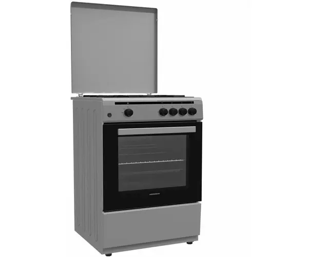 Aragaz Gaz Heinner HFSC-V60SL, 60x60cm, 4 arzatoare, Aprindere electrica plita, Culoare: Argintiu