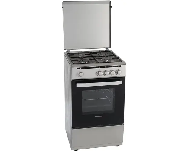 Aragaz Heinner HFSC-V50SL, 4 arzatoare, Gaz, Dispozitiv de siguranta plita/cuptor, Duze GPL incluse, 50 cm