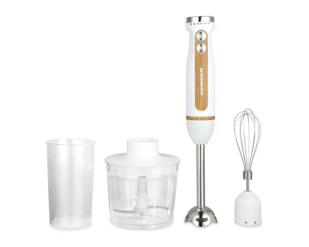 Blender de mana Heinner Bestmix HB-DC600WH, 600 w, viteza variabila+turbo, tel din inox, lame din inox, alb