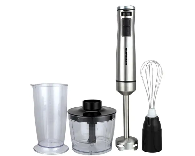 Mixer vertical Heinner HHB-DC1000SSBK , 1000 W, viteza variabila + turbo, tel, Tocator, Negru cu insertii inox