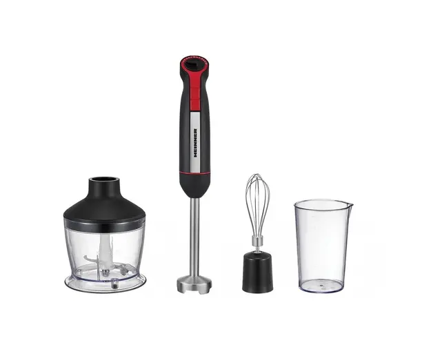 Blender vertical HHB-DC1200BKRD, 1200W, motor DC, viteza variabila + turbo, picior blender inox, lame inox, Negru/Rosu