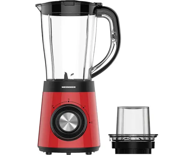 Blender Heinner RedPower HBL-500RRD, 500W, 2 viteze + Pulse, capacitate recipient 1.5l, rasnita inclusa, Rosu