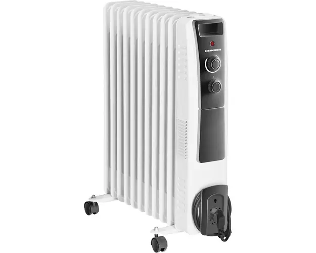 Calorifer electric cu ulei Heinner HOH-Y11WB, 2500 W, 11 elementi, protectie supraincalzire, termostat reglabil, alb