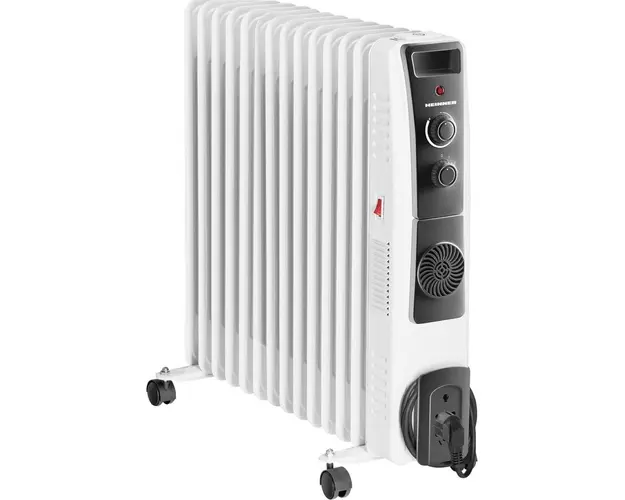 Calorifer electric cu ulei Heinner HOH-YV13BK, 2500 W, 13 elementi, ventilator 400W, protectie supraincalzire, termostat reglabil, alb