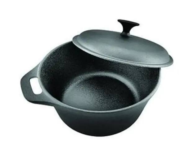 Cratita fonta cu capac HR-TNJ-5A24, 24 x 10.8 cm, 3.8 l, negru