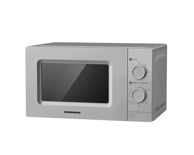 Cuptor cu microunde Heinner HMW-MD20MSL, 20 l, Control mecanic, 700 W, Argintiu