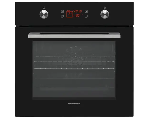 Cuptor incorporabil Heinner HBO-V6510GCDRC-GBK, 69 L, 10 functii, Multifunctional, Grill, Ventilatie, Blocare display, Timer, Display touch, Functie dezghetare, Pereti catalitici, Butoane pop-up, Clasa A, Sticla neagra