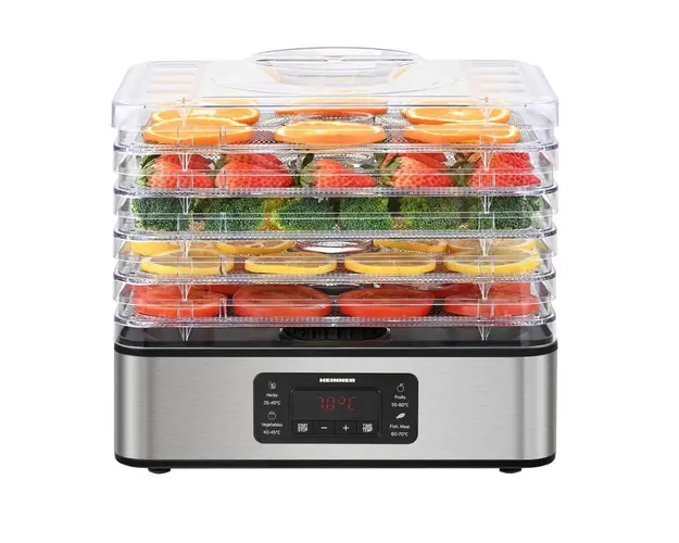 Deshidrator HFD-K400SS, 400 W, Ecran led si comanda electronica, 5 tavi, timer, Decoratiuni din Inox