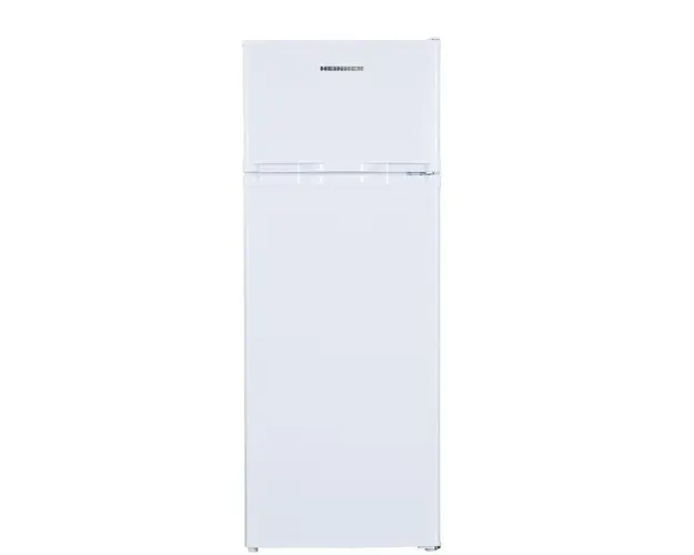 Frigider cu doua usi Heinner HF-H2206E++, 206 l, Clasa E, lumina LED, 3 rafturi de sticla, H 143 cm, Alb