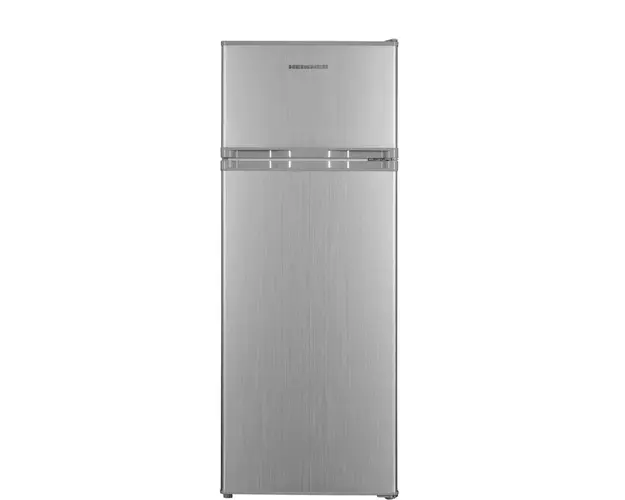 Frigider cu doua usi Heinner HF-H2206SE++, 206 l, Clasa E, lumina LED, 3 rafturi de sticla, H 143 cm, Argintiu