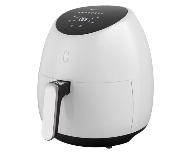 Friteuza cu aer cald Heinner SnowDrop HAF-B2000WH, 2000W, vas detasabil antiaderent, capacitate cos: 5L, afisaj digital, termostat reglabil: 80-200˚C, temporizator, max. 60 min, Alb