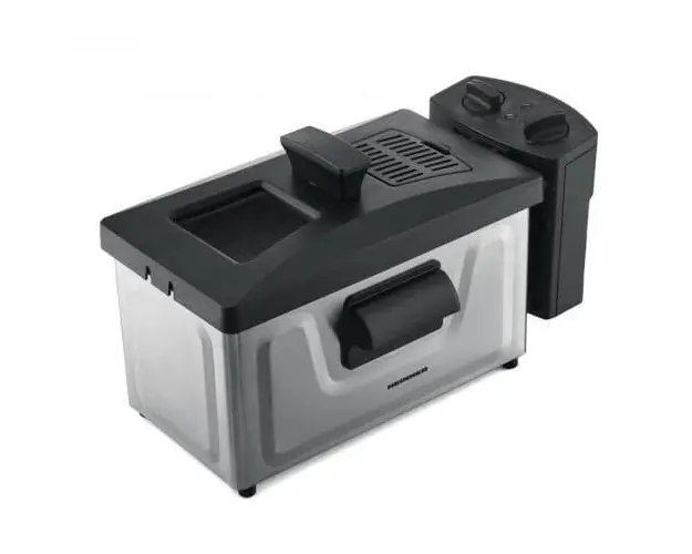Friteuza Heinner HDF-1800SS, 1800 W, termostat reglabil, timer, 3 L, Inox