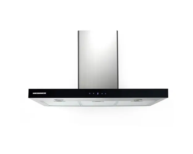 Hota decorativa DCH-6590TIX, Putere absorbtie 642.4 m3/h, 1 motor, 90 cm, Control touch, Timer, Inox + front sticla neagra