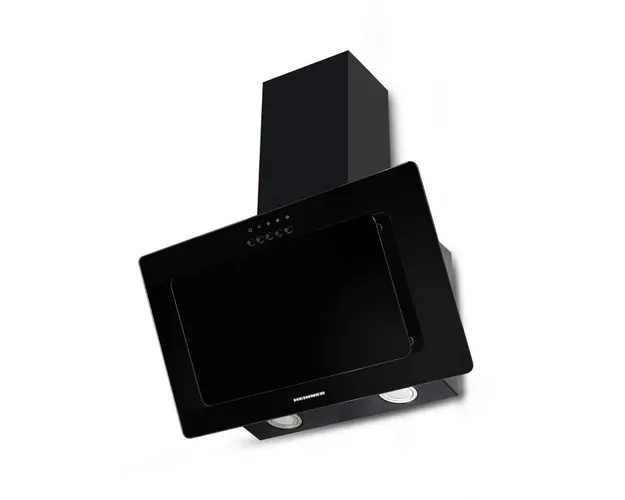 Hota decorativa Heinner HDCH-F3560RGBK , Putere de absorbtie 364.9 m3/h, 1 motor, Iluminare LED, 3 trepte de viteza, 59.5 cm, Sticla neagra
