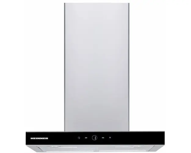 Hota decorativa Heinner HDCH-F4560TIX, Putere de absorbtie 488 m3/h, Afisaj LED, 1 motor, Control touch, Iluminare LED, 60cm, Sticla neagra