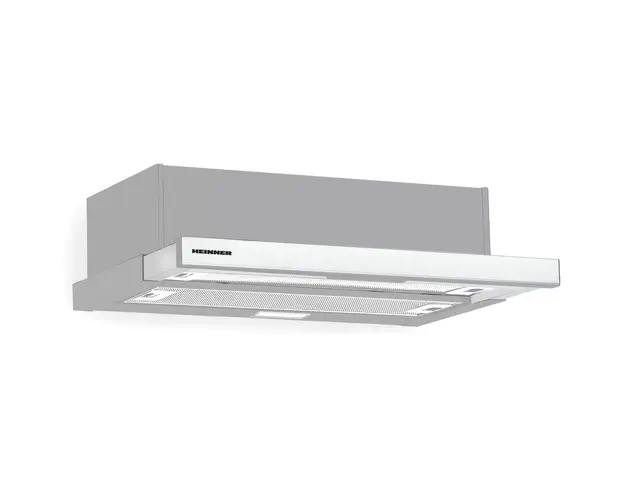 Hota incorporabila telescopica Heinner HTCH-490IX, 1 Motor, Putere de absorbtie 413.5 m3/H, Lumina LED, 90 cm, Inox