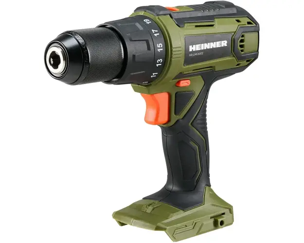 Masina de gaurit si insurubat (bormasina) pe acumulator cu impact Heinner HR-LMGA002, 18 V, 50 Nm, 1750 RPM, 9000-32.400 percutii/min, 13 mm mandrina, tehnologie OnePower, fara acumulator incarcator