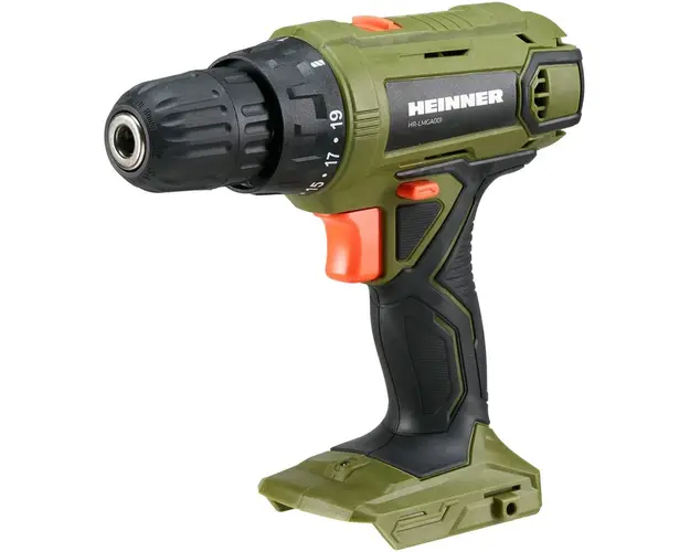 Masina de gaurit si insurubat (bormasina) pe acumulator Heinner HR-LMGA001, 18 V, 1100 RPM, 35 Nm, 10 mm mandrina, fara acumulator/incarcator