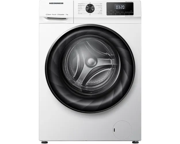 Masina de spalat rufe Heinner HWM-H9014INVA+++, 9 kg, 1400 rpm, Clasa A, Motor inverter, Display digital, Blocare acces copii, Alb