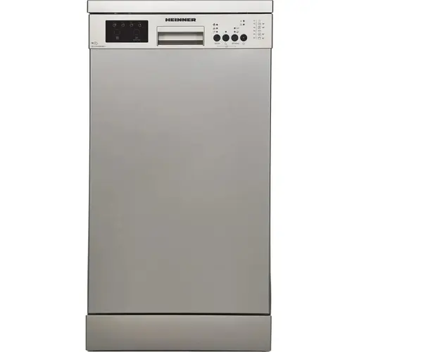Masina de spalat vase Heinner HDW-FS4506DSE++, 10 Seturi, 6 programe, Clasa E, Half load, Aquastop, 45 cm, Antracit