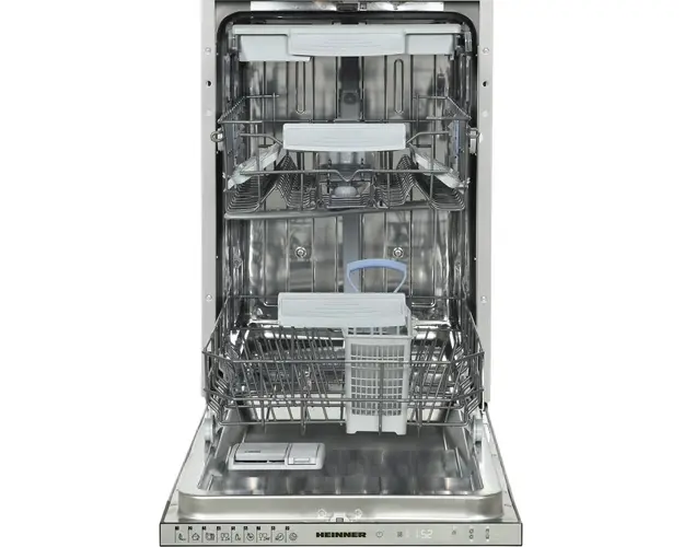 Masina de spalat vase incorporabila Heinner HDW-BI4593TE++, 10 Seturi, 9 programe, Clasa E, Half load, Avertizare luminoasa, Buzzer final program, Aquastop, 45 cm