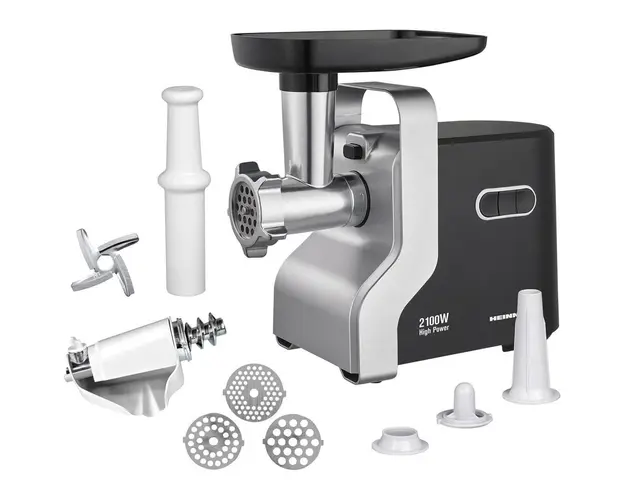 Masina de tocat carne MG-2100BKSL, 2100 W, accesoriu rosii, Cutit Inox, Negru/Argintiu