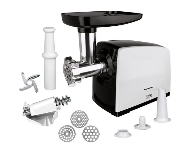Masina de tocat carne MG-2100BKWH, 2100 W, accesoriu rosii, Cutit Inox, Negru/Alb