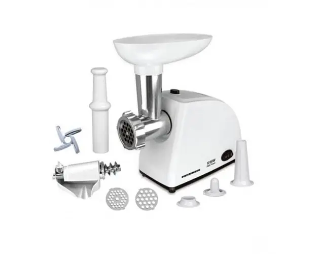 Masina de tocat Heinner MG-W1200R, 1360W, Accesoriu rosii, Accesoriu carnati, Cutit inox