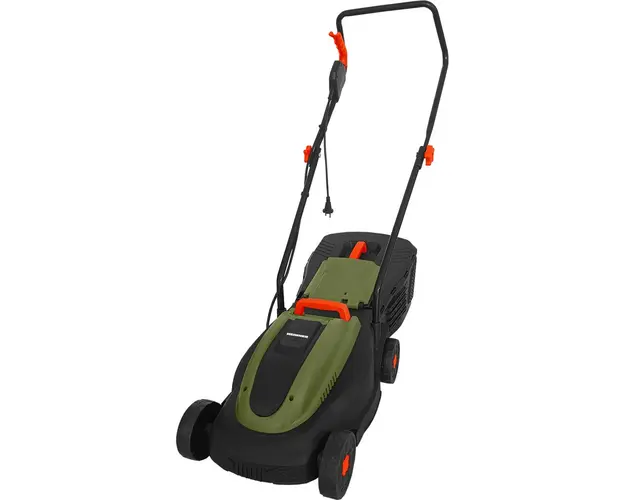 Masina de tuns gazon/iarba electrica Heinner AMGE020, putere 1300 W, 3500 rpm, latime taiere 32 cm, inaltime taiere 25/40/55 mm, sac colector 25 l