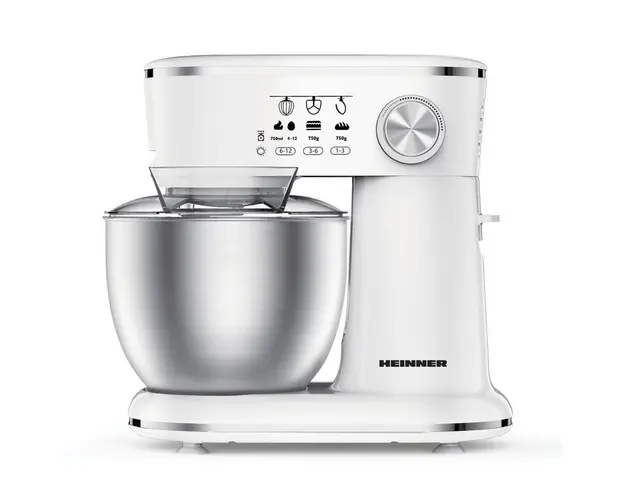 Mixer planetar HPM-1000WHCH, 1000W, Bol Inox: 5L, 10 viteze, capac transparent protectie, Alb