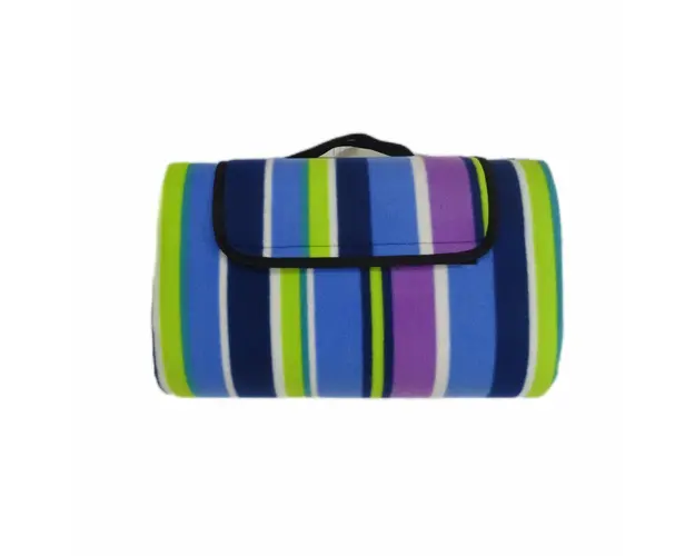 Patura picnic fleece cu maner, 130x150 cm, Stripe