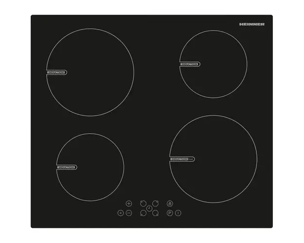 Plita incorporabila Heinner HBHI-V591BTC, Inductie, 4 zone de gatit, Touch control, Boost 1 zone, 60 cm, Negru