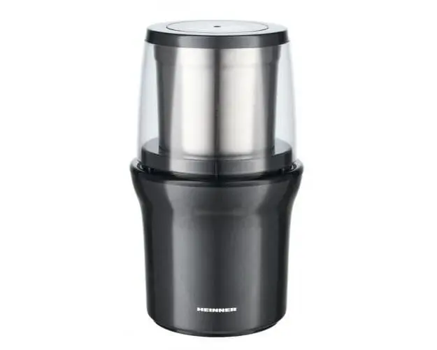Rasnita electrica Heinner HCG-200DGIX2, rasnire umeda si uscata, 200 W, 70g, 2 recipiente, carcasa inox, Gri