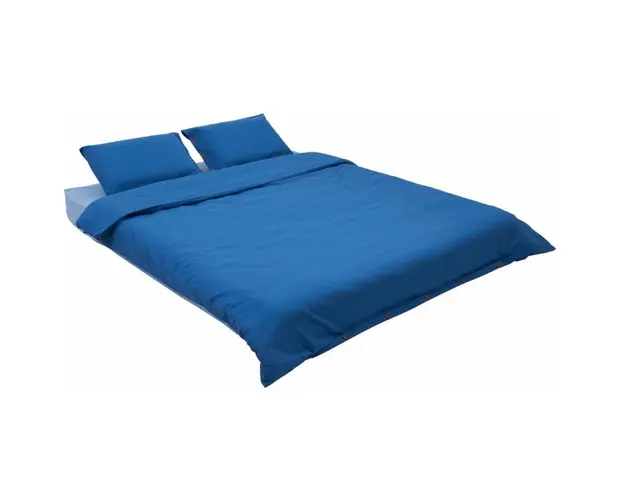 Set de pat dublu bumbac uni - Albastru inchis