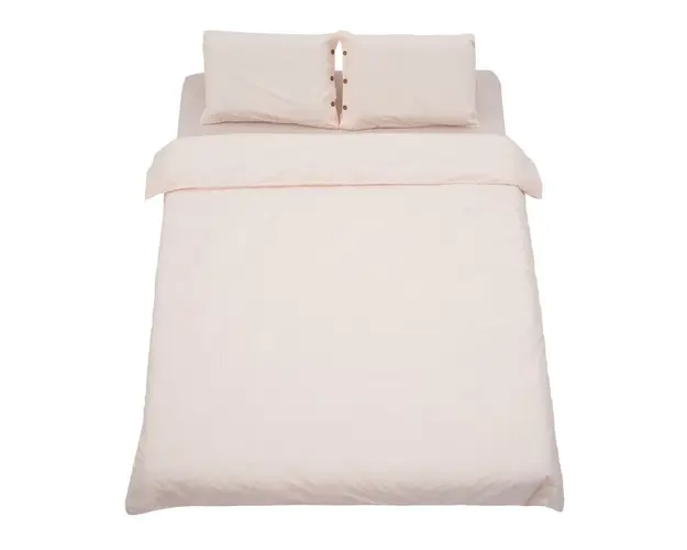 Set de pat dublu bumbac uni Crem