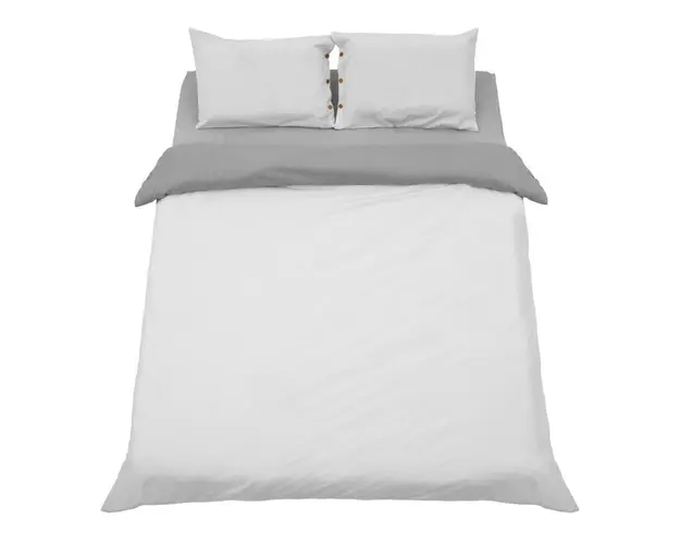 Set de pat dublu bumbac in 2 nuante Gri deschis/Gri inchis