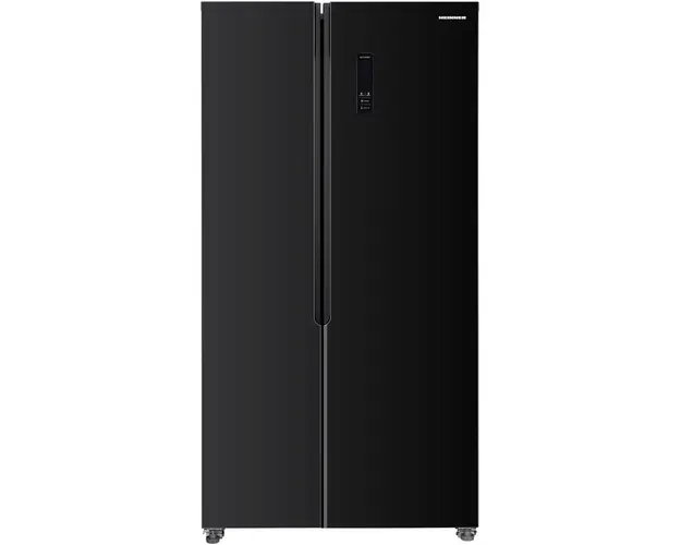 Side by side Heinner HSBS-HM422NFGBKE++, 442 l, No Frost, Clasa E, Display, Smart, H 176.5 cm, Sticla neagra