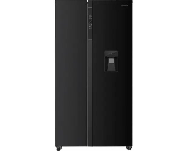 Side by side Heinner HSBS-HM529NFBKWDE++, Clasa E, 529l, Full NoFrost, dozator apa, H 177cm, Negru
