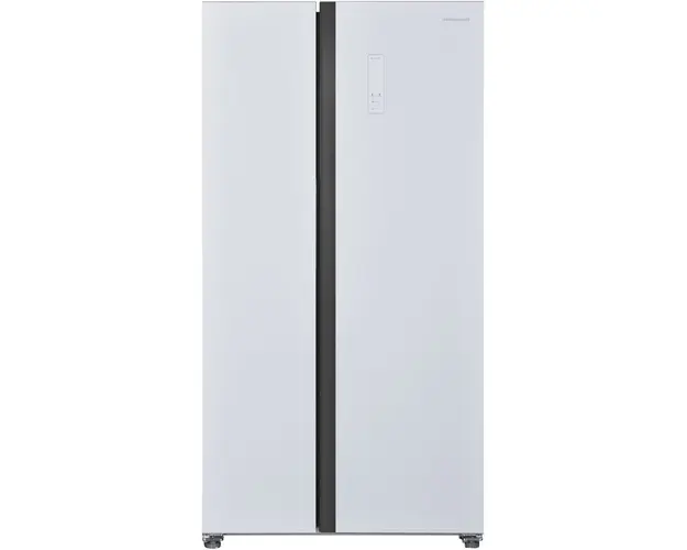 Side by side Heinner HSBS-HM532NFGWHE++, 532 l, No frost, Display LED, Clasa E, Smart, Alarma usa deschisa, H 177 cm, Sticla alba