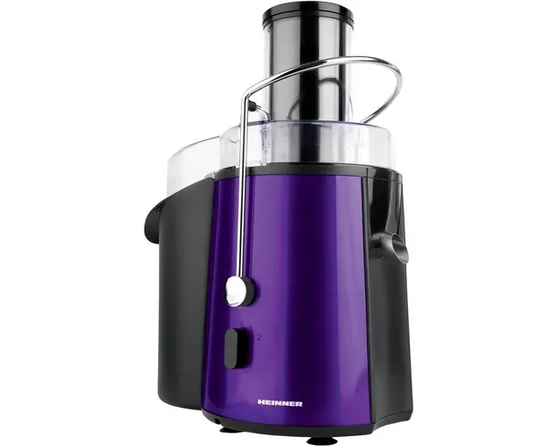 Storcator de fructe Heinner XF-1000UV, 1000 W, Tub XXL, Sita Inox, Recipient suc 1 L, Recipient pulpa 2 L, Violet