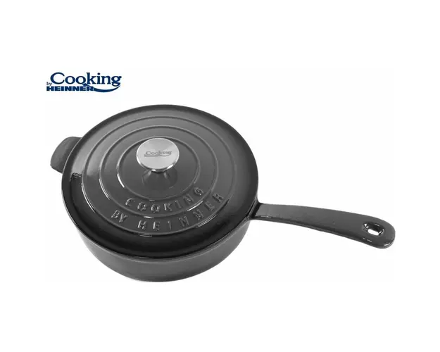 Tigaieadanca fonta emailata + capac 24 x 8 cm, 2.5 l, MARBLE GREY, COOKING BY HEINNER