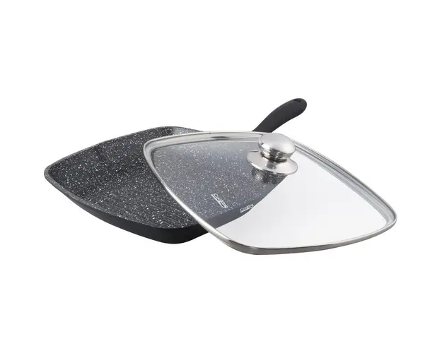 Tigaie Grill aluminiu + capac 28 x 4.5 cm, DARK LINE