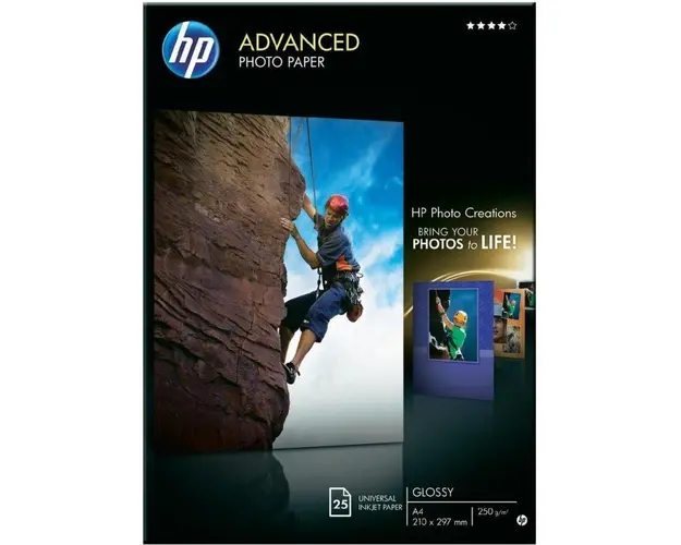 HP Q5456A PAPER Advanced Glossy Photo; A4; 25 sheet; 210 x 297 mm; Greutate/m2 250 Q5456A
