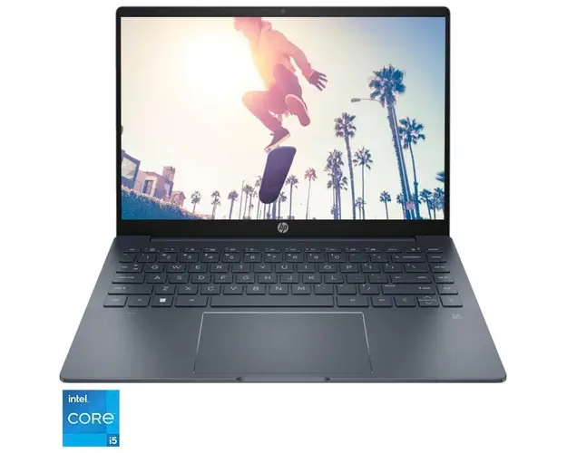 Laptop Pavilion Plus 14-eh1108nq cu procesor Intel® Core™ i5-1335U pana la 4.60 GHz, 14, 2.2K, IPS, 16GB DDR4, 1TB SSD, NVIDIA® GeForce® MX550 2GB, Free DOS, Space Blue